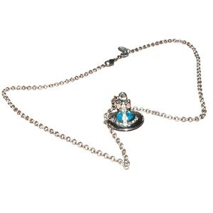 Vivienne Westwood Silver Chain with Teal Pendant